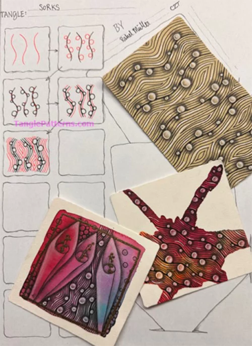 How to draw the Zentangle pattern Sorks, tangle and deconstruction by Rahel Müller. Image copyright the artist and used with permission, ALL RIGHTS RESERVED. How to draw the Zentangle pattern Sorks, tangle and deconstruction by Rahel Müller. Image copyright the artist and used with permission, ALL RIGHTS RESERVED.
