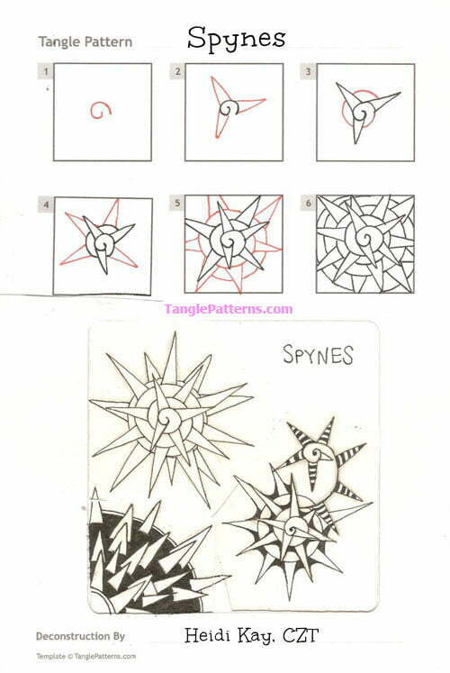 How to draw the Zentangle pattern Spynes, tangle and deconstruction by Heidi Kay. Image copyright the artist and used with permission, ALL RIGHTS RESERVED.
