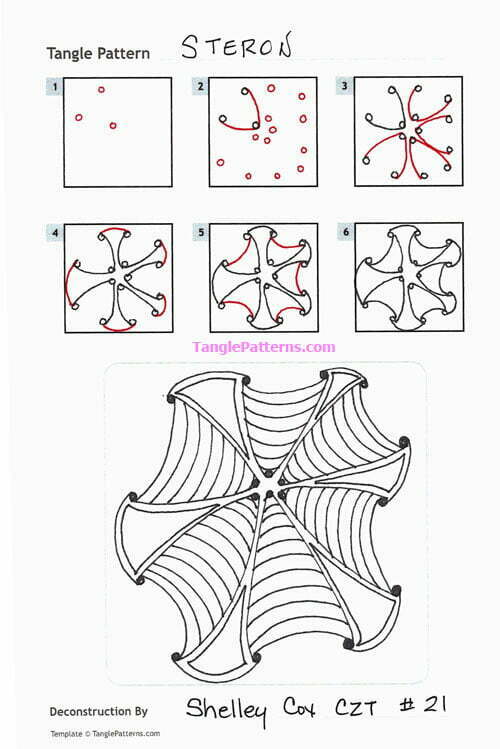 How to draw the Zentangle pattern Steron, tangle and deconstruction by Shelley Cox. Image copyright the artist and used with permission, ALL RIGHTS RESERVED.