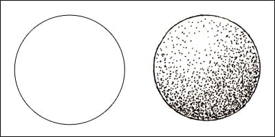 Stippling a flat circle to make it appear to be a round sphere