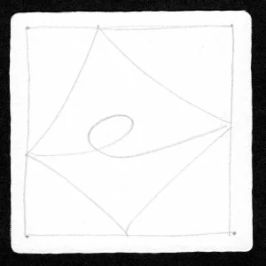 Example of a Zentangle tile with a penciled string