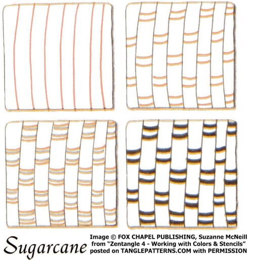 How to draw the Zentangle pattern Sugarcane, tangle and deconstruction by Suzanne McNeill. Image copyright Suzanne McNeill and Fox Chapel Publishing and used with permission, ALL RIGHTS RESERVED. How to draw the Zentangle pattern Sugarcane, tangle and deconstruction by Suzanne McNeill. Image copyright Suzanne McNeill and Fox Chapel Publishing and used with permission, ALL RIGHTS RESERVED.