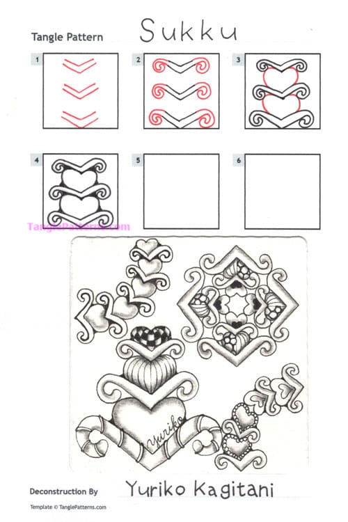 How to draw the Zentangle pattern Sukko, tangle and deconstruction by Yuko Kagitani. Image copyright the artist and used with permission, ALL RIGHTS RESERVED.