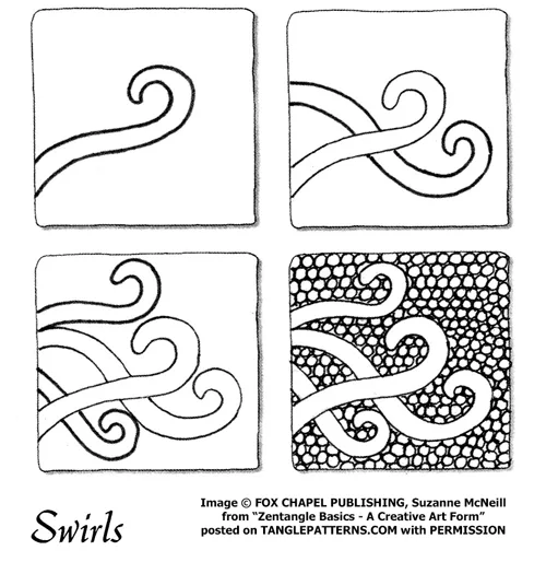 How to draw the Zentangle pattern Swirls, tangle and deconstruction by Suzanne McNeill. Image copyright Suzanne McNeill and Fox Chapel Publishing and used with permission, ALL RIGHTS RESERVED.