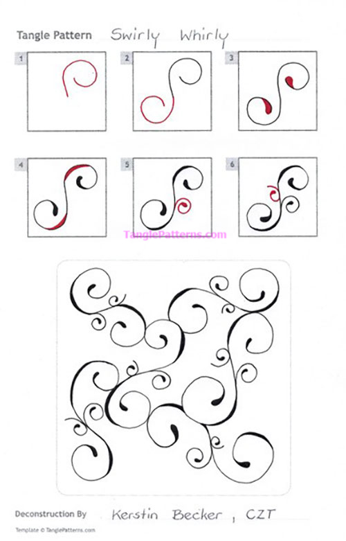 How to draw the Zentangle pattern Swirly Whirly, tangle and deconstruction by Kerstin Becker. Image copyright the artist and used with permission, ALL RIGHTS RESERVED. How to draw the Zentangle pattern Swirly Whirly, tangle and deconstruction by Kerstin Becker. Image copyright the artist and used with permission, ALL RIGHTS RESERVED.