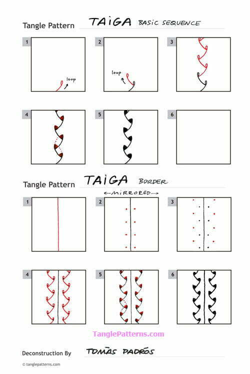 How to draw the Zentangle pattern Taiga, tangle and deconstruction by Tomàs Padrós. Image copyright the artist and used with permission, ALL RIGHTS RESERVED.