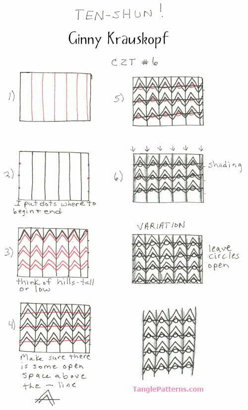 How to draw the Zentangle pattern: Ten-Shun