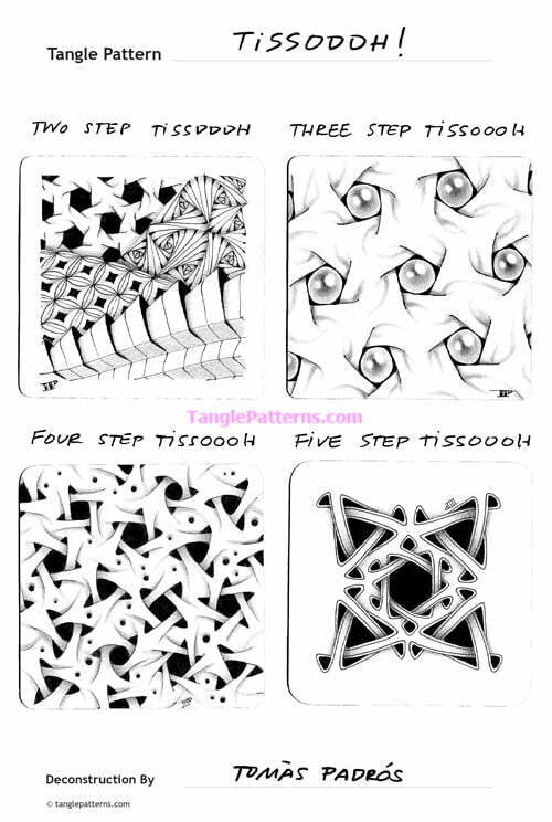 How to draw the Zentangle pattern Tissoooh, tangle and deconstruction by Tomàs Padrós. Image copyright the artist and used with permission, ALL RIGHTS RESERVED.