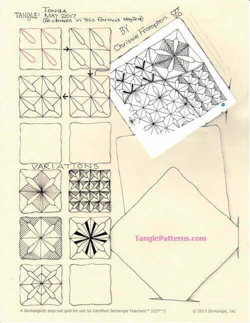How to draw the tangle pattern Tonga, tangle and deconstruction by CZT Chrissie Frampton
