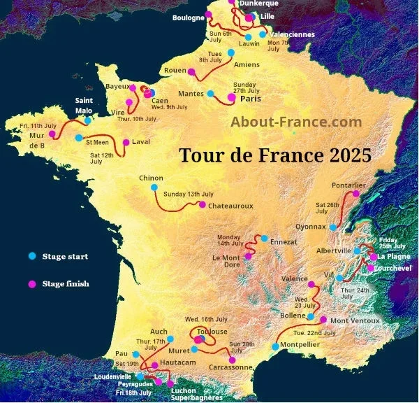 2025 Tour de France Route Map