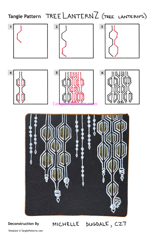How to draw the Zentangle pattern TreeLanternZ, tangle and deconstruction by Michelle Dugdale. Image copyright the artist and used with permission, ALL RIGHTS RESERVED. How to draw the Zentangle pattern TreeLanternZ, tangle and deconstruction by Michelle Dugdale. Image copyright the artist and used with permission, ALL RIGHTS RESERVED.