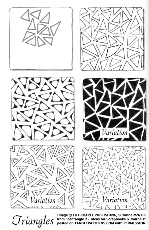 How to draw the Zentangle pattern Triangles, tangle and deconstruction by Suzanne McNeill. Image copyright Suzanne McNeill and Fox Chapel Publishing and used with permission, ALL RIGHTS RESERVED.