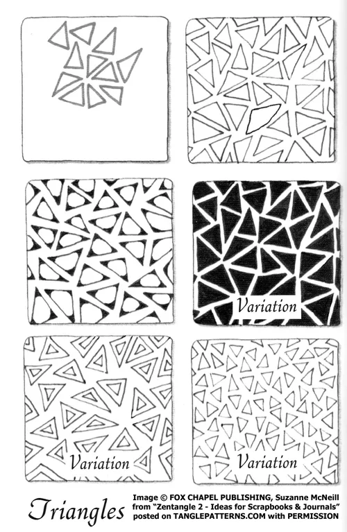 How to draw the Zentangle pattern Triangles, tangle and deconstruction by Suzanne McNeill. Image copyright Suzanne McNeill and Fox Chapel Publishing and used with permission, ALL RIGHTS RESERVED.