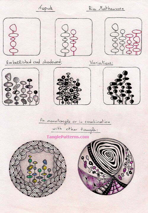 How to draw the Zentangle pattern Tupuk, tangle and deconstruction by CZT Ria Matheussen. Image copyright the artist and used with permission, ALL RIGHTS RESERVED.