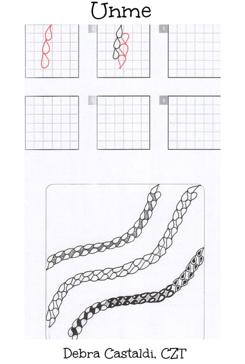 Steps for drawing Debra Castaldi's Unme tangle