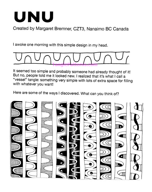 How to draw the Zentangle pattern Unu, tangle and deconstruction by Margaret Bremner. Image copyright the artist and used with permission, ALL RIGHTS RESERVED.