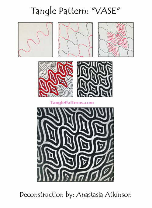 How to draw the Zentangle pattern Vase, tangle and deconstruction by Anastasia Atkinson. Image copyright the artist and used with permission, ALL RIGHTS RESERVED.