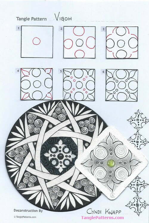 How to draw the Zentangle pattern Vigoh, tangle and deconstruction by Cyndi Knapp. Image copyright the artist and used with permission, ALL RIGHTS RESERVED.
