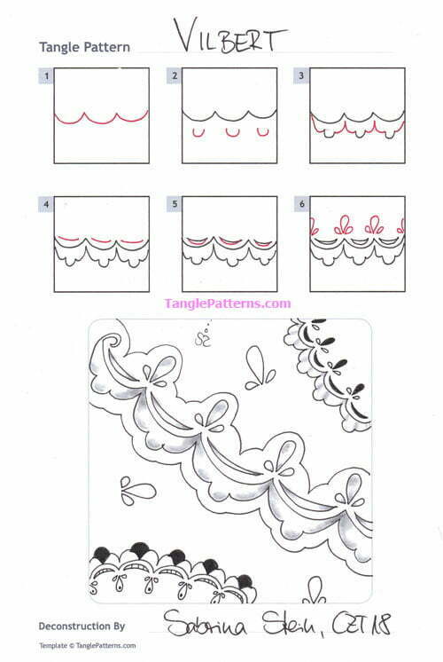 How to draw the Zentangle pattern Vilbert, tangle and deconstruction by Sabrina Stein. Image copyright the artist and used with permission, ALL RIGHTS RESERVED.
