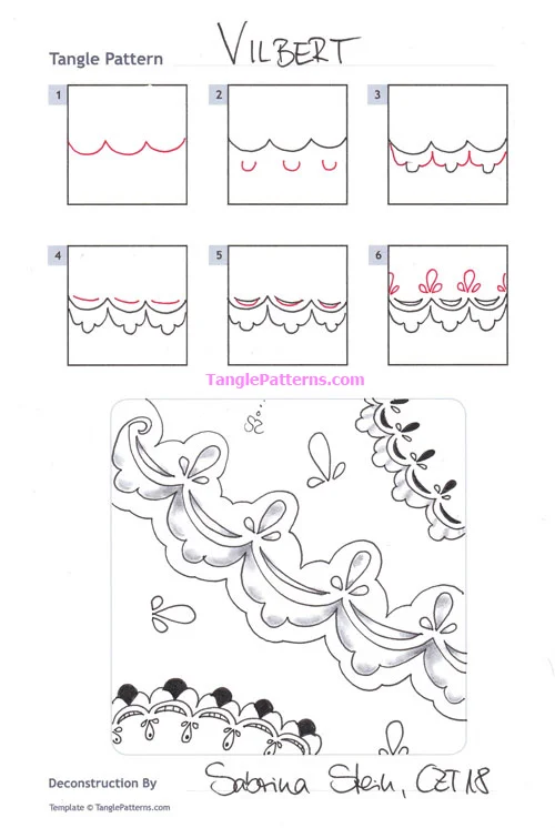 How to draw the Zentangle pattern Vilbert, tangle and deconstruction by Sabrina Stein. Image copyright the artist and used with permission, ALL RIGHTS RESERVED.