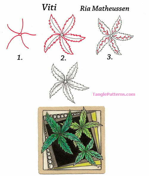 How to draw the Zentangle pattern Viti, tangle and deconstruction by Ria Matheussen. Image copyright the artist and used with permission, ALL RIGHTS RESERVED.