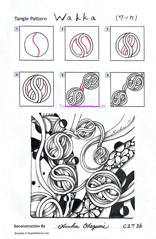 How to draw the Zentangle pattern Wakka, tangle and deconstruction by Asuka Odagami. Image copyright the artist and used with permission, ALL RIGHTS RESERVED.