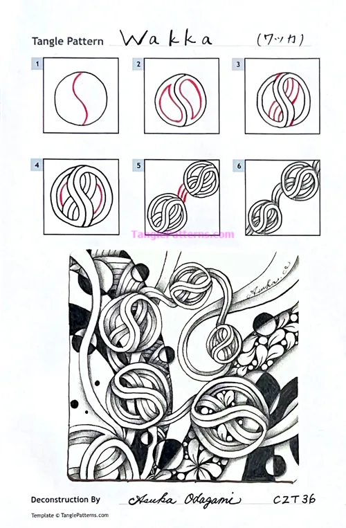 How to draw the Zentangle pattern Wakka, tangle and deconstruction by Asuka Odagami. Image copyright the artist and used with permission, ALL RIGHTS RESERVED. How to draw the Zentangle pattern Wakka, tangle and deconstruction by Asuka Odagami. Image copyright the artist and used with permission, ALL RIGHTS RESERVED.