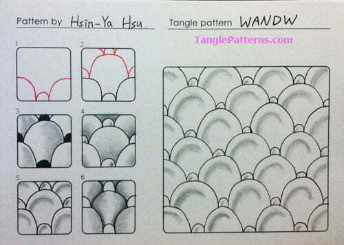 How to draw the Zentangle pattern Wandw, tangle and deconstruction by Hsin-Ya Hsu. Image copyright the artist and used with permission, ALL RIGHTS RESERVED.