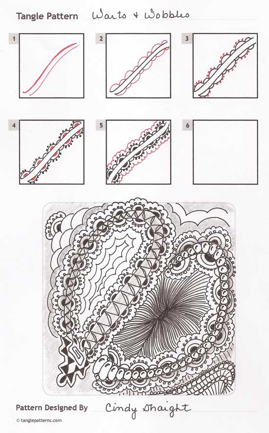 How to draw WARTS AND WOBBLES « TanglePatterns.com