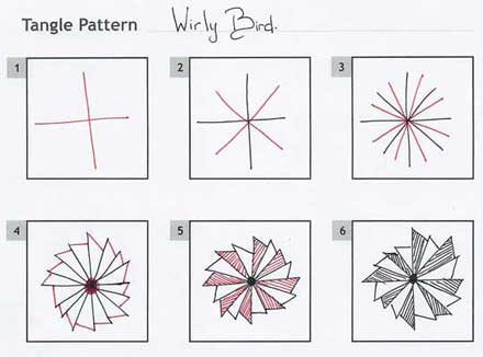 How to draw Cathy Clifford's Wirly Bird tangle pattern