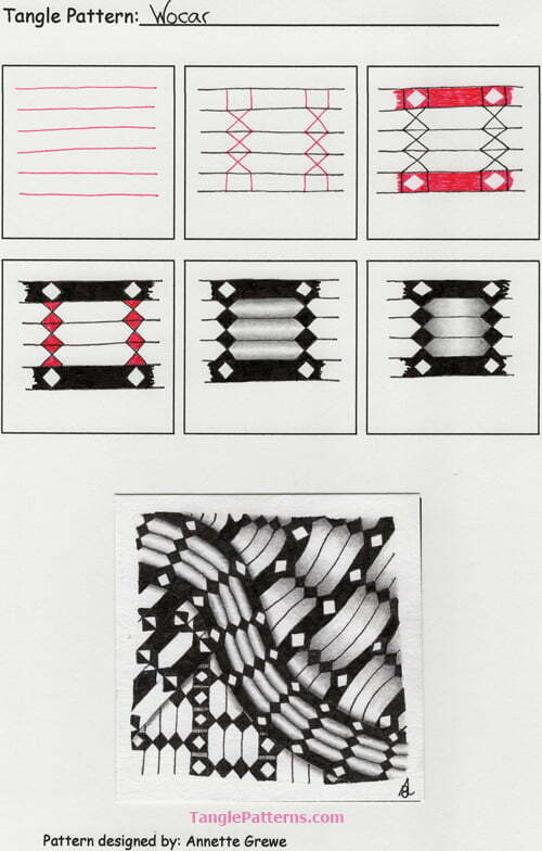 Zentangle pattern: Wocar. Image © Annette Grewe and TanglePatte