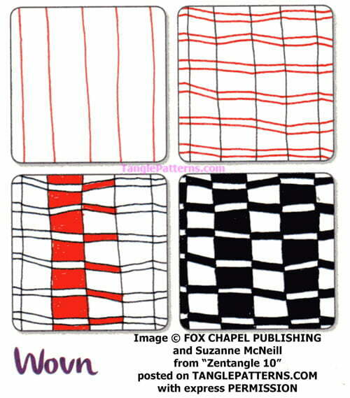 How to draw the Zentangle pattern Wovn, tangle and deconstruction by Suzanne McNeill. Image copyright the artist and used with permission, ALL RIGHTS RESERVED.