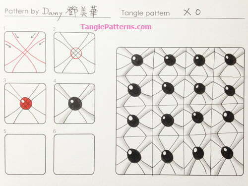 How to draw the tangle pattern Xo, tangle and deconstruction by CZT Damy Teng (Damy)