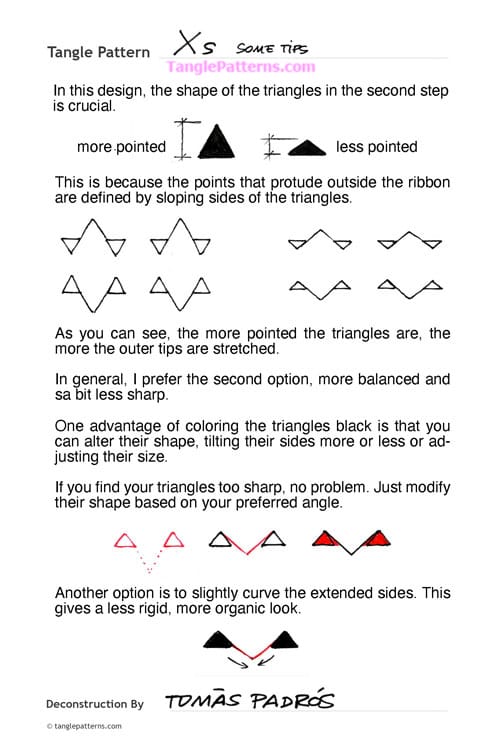 How to draw the Zentangle pattern Xs, tangle and deconstruction by Tomàs Padrós. Image copyright the artist and used with permission, ALL RIGHTS RESERVED.