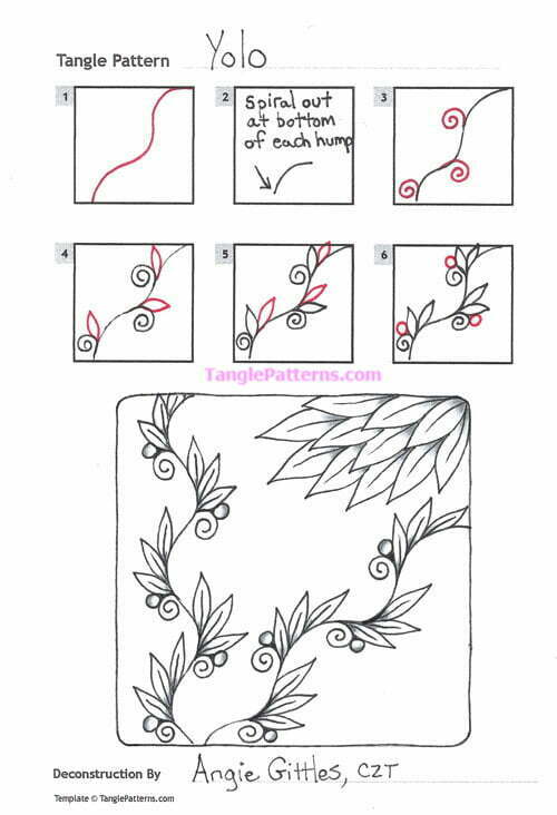 How to draw the Zentangle pattern Yolo, tangle and deconstruction by Angie Gittles. Image copyright the artist and used with permission, ALL RIGHTS RESERVED.