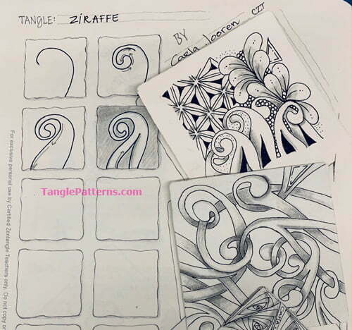 How to draw the Zentangle pattern Ziraffe, tangle and deconstruction by Carla Jooren. Image copyright the artist and used with permission, ALL RIGHTS RESERVED.